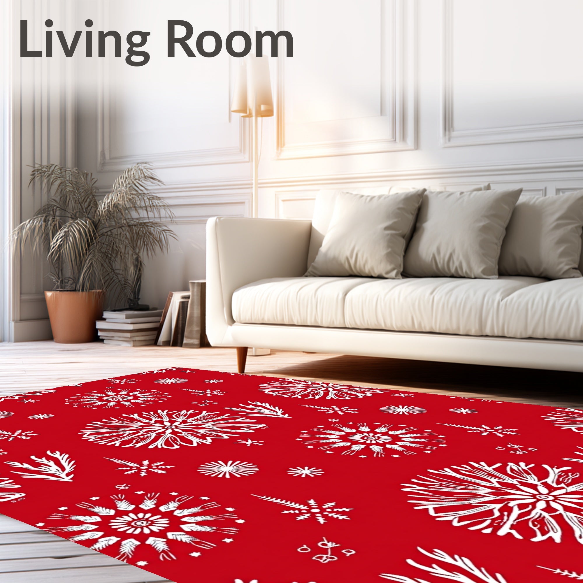 Classic Red Snowflake Mandala Rug