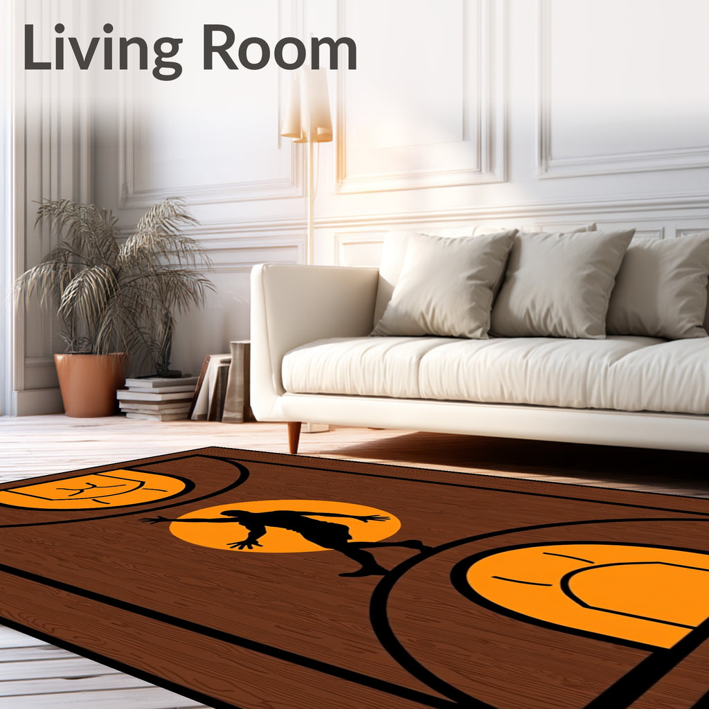Wood Court Slam Dunk Silhouette Rug