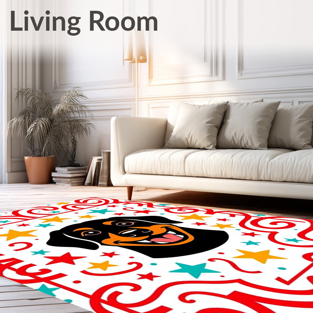 Happy Dog Red Starburst Garland Rug