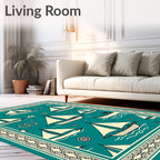 Teal Sailboat Nautical Ocean Theme Rug