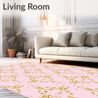 Golden Art Deco Lilies on Pink Rug