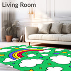 Whimsical Rainbow Clouds Stars Rug