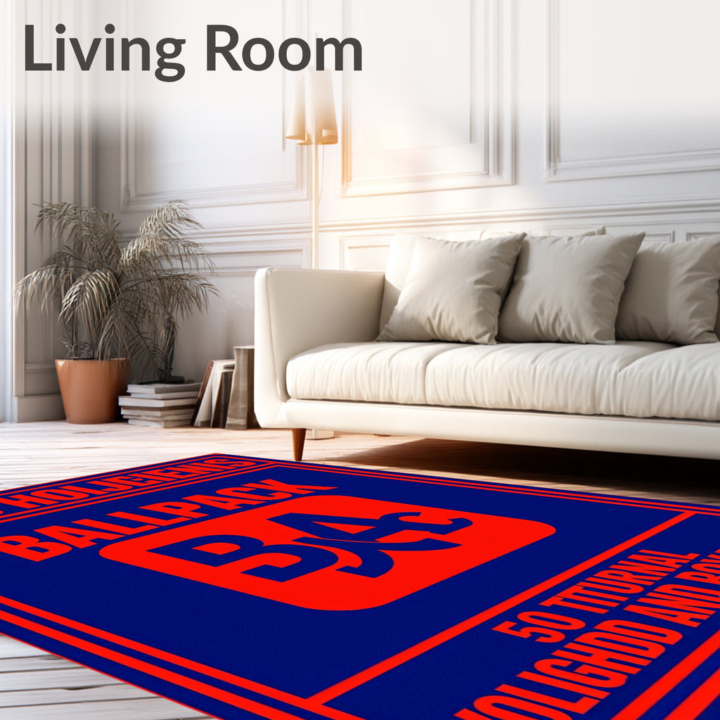 Bold Orange BA Monogram Blue Rug