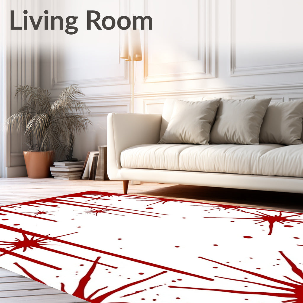 Crimson Splash Spatter Droplet Effect Rug