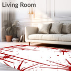 Crimson Splash Spatter Droplet Effect Rug