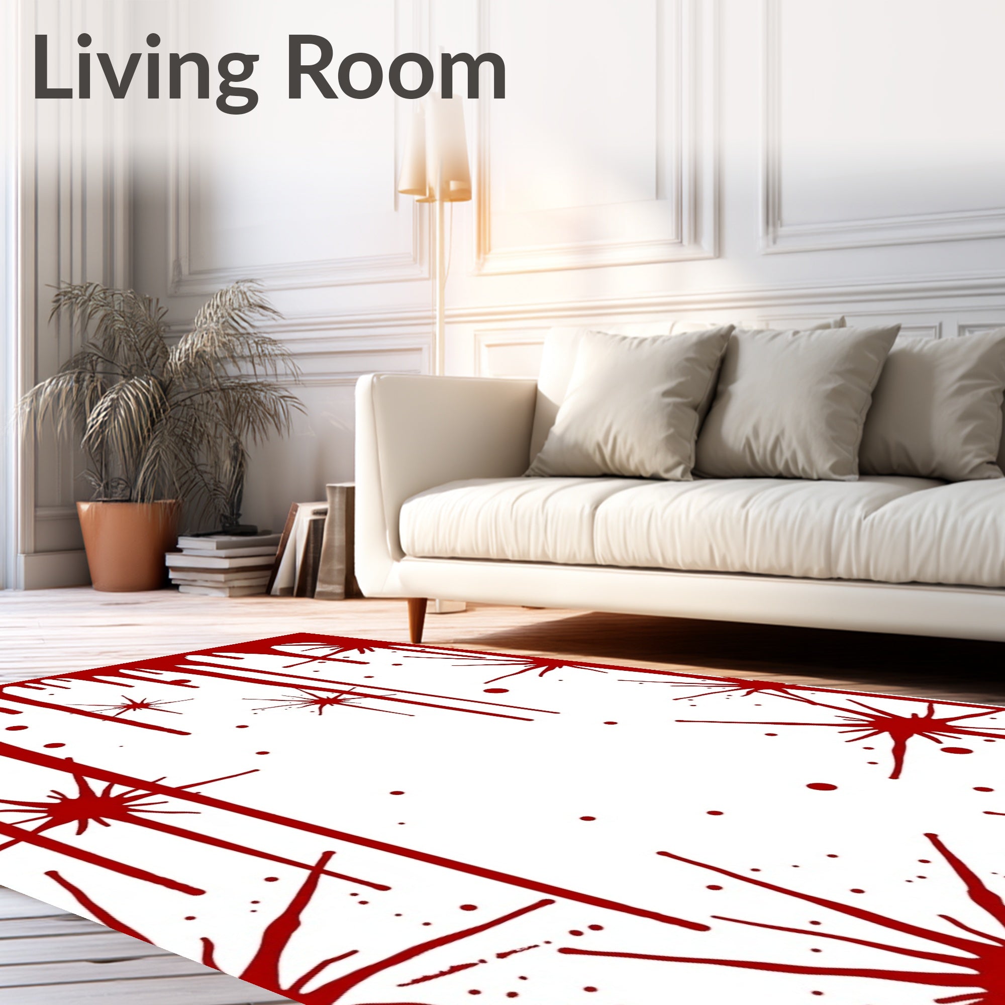 Crimson Splash Spatter Droplet Effect Rug