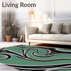 Green Swirls Abstract Flowing Art Rug