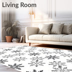 Black White Snowflake Repeat Rug