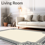 Classic Ivory Charcoal Corner Scroll Rug