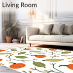 Autumn Pumpkin Vine Botanical Print Rug