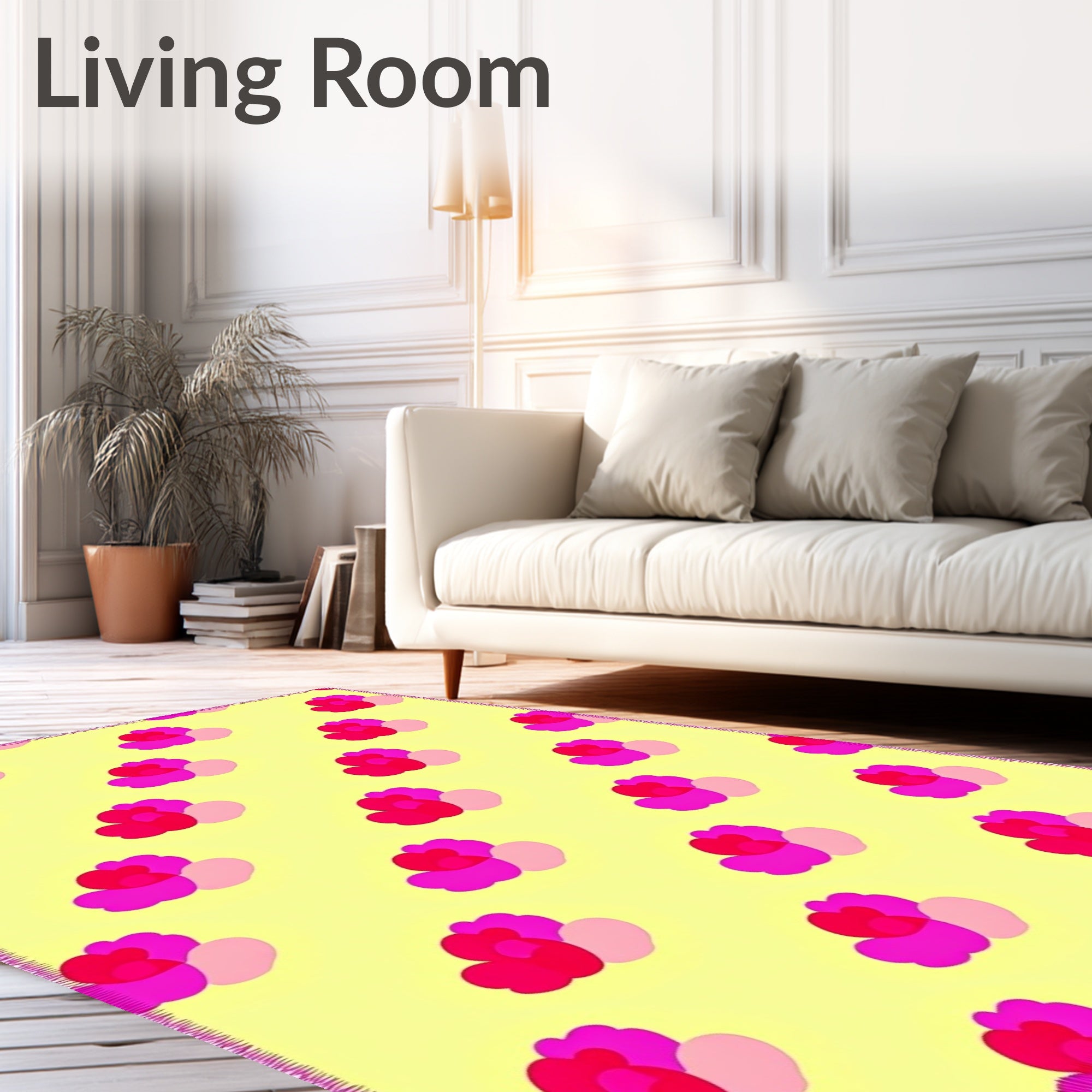 Pink Abstract Floral Pop Arrangement Rug