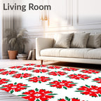 Vibrant Red Floral Medallion Arrangement Rug