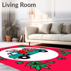 Merry Santa Delivery Truck with Gifts Rug