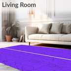 Vibrant Purple Abstract Figure Arrangement Rug