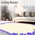 Lavender Floral Scrollwork Frame Rug