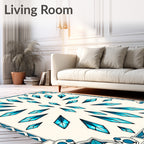 Turquoise Crystal Diamond Mandala Rug