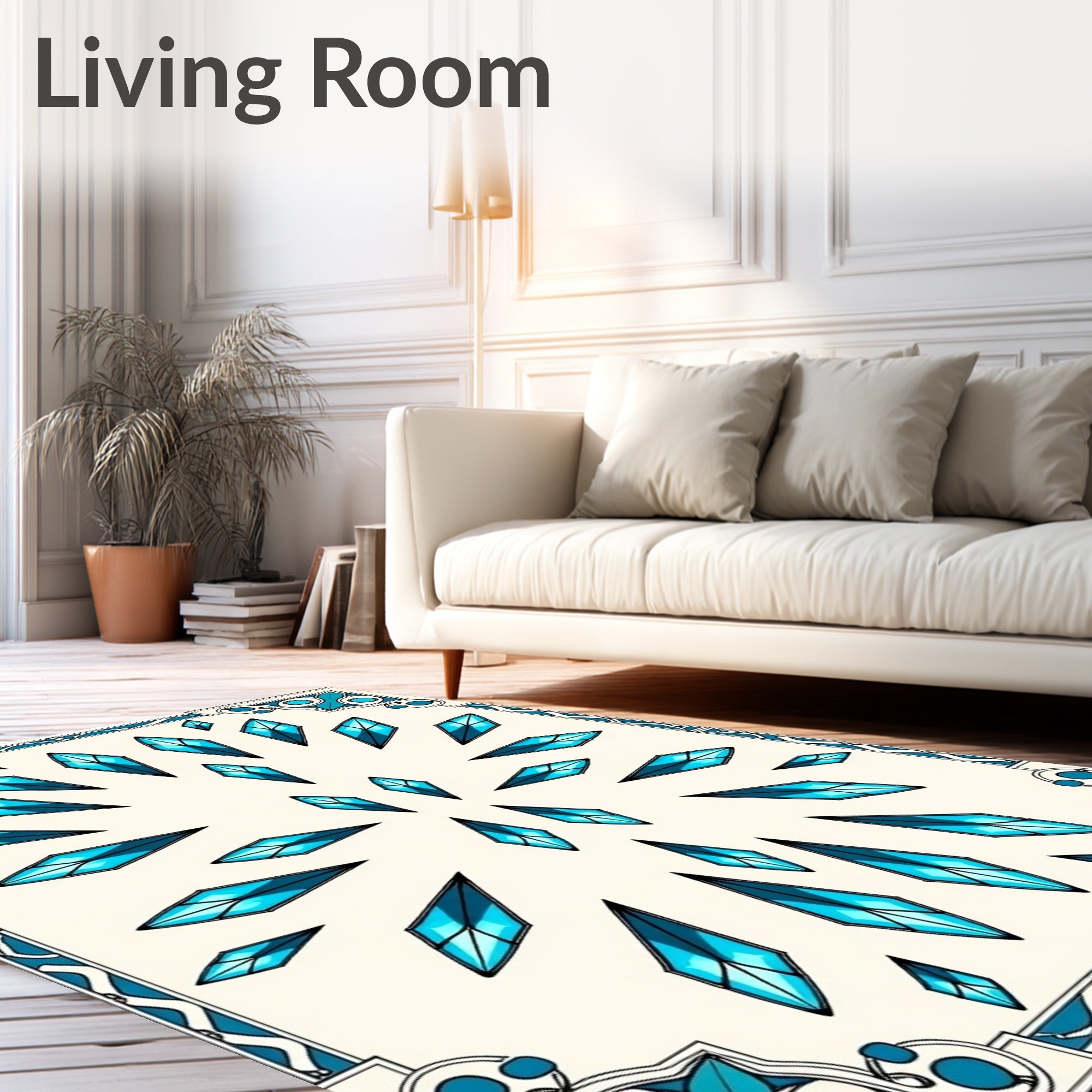 Turquoise Crystal Diamond Mandala Rug