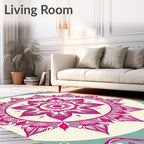 Vibrant Pink Floral Medallion Harmony Rug