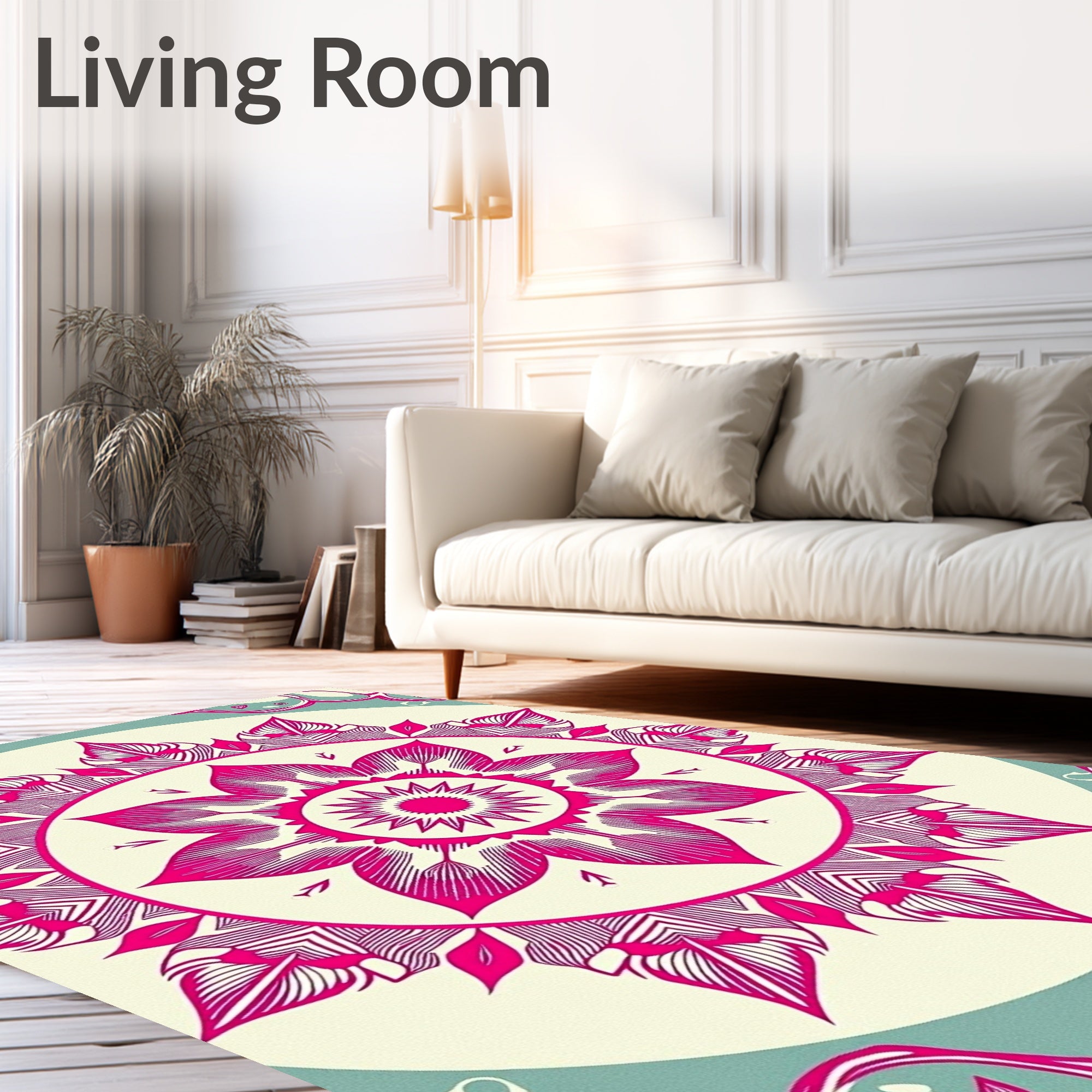 Vibrant Pink Floral Medallion Harmony Rug