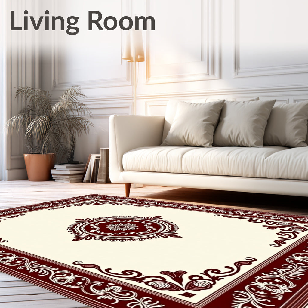 Crimson Ornamental Floral Medallion Rug