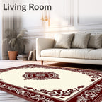 Crimson Ornamental Floral Medallion Rug
