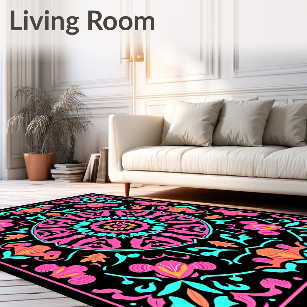 Vibrant Pink Teal Mandala Harmony Rug