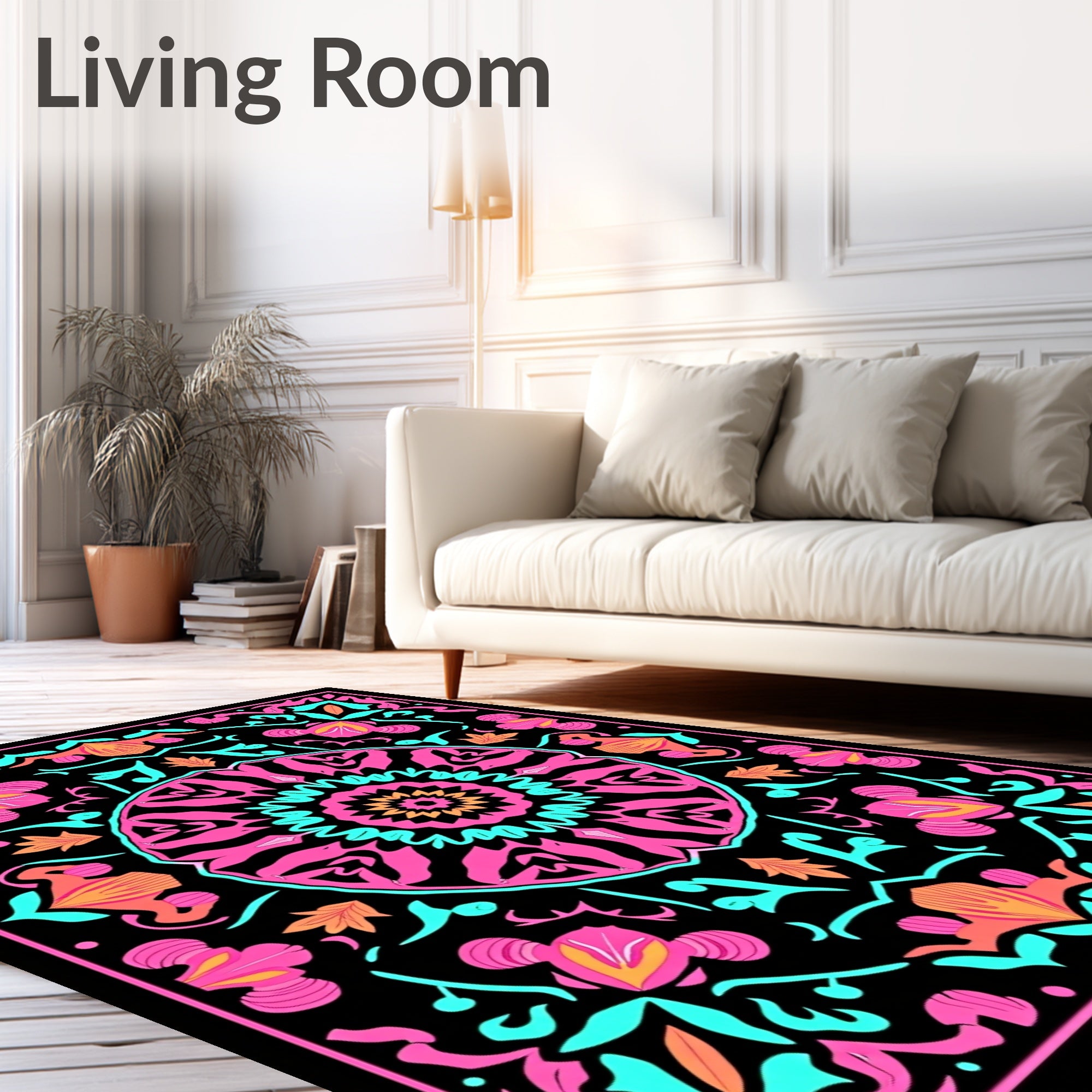 Vibrant Pink Teal Mandala Harmony Rug