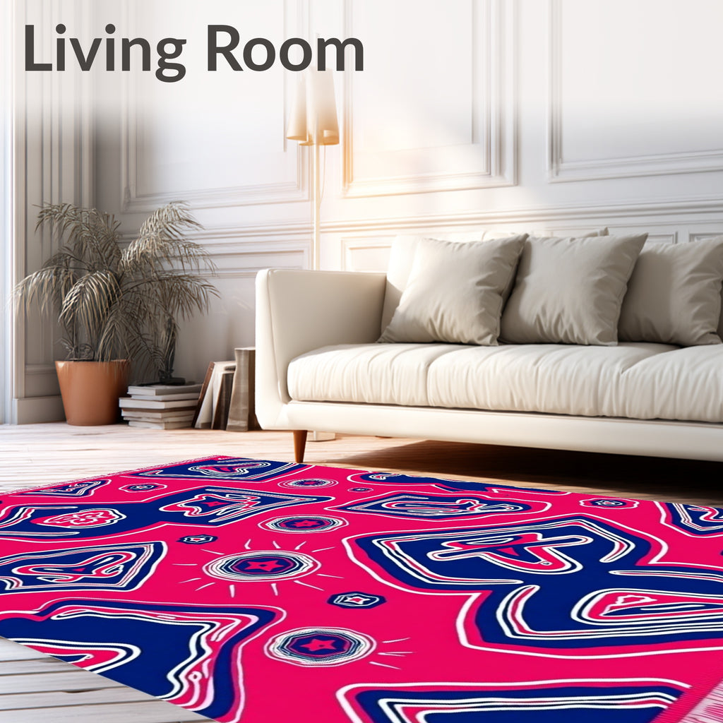 Bold Pink Blue Abstract Organic Rug