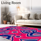 Bold Pink Blue Abstract Organic Rug