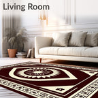 Deep Burgundy Floral Diamond Medallion Rug