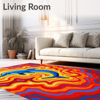Vibrant Blue Dolphin Psychedelic Waves Rug