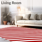 Crimson White Wavy Stripe Rug