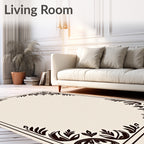 Elegant Dark Floral Corner Border Rug