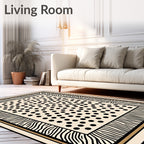 Black Dot Cream Zebra Border Rug