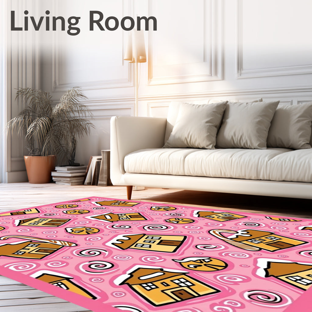 Sweet Gingerbread House Swirl Collection Rug