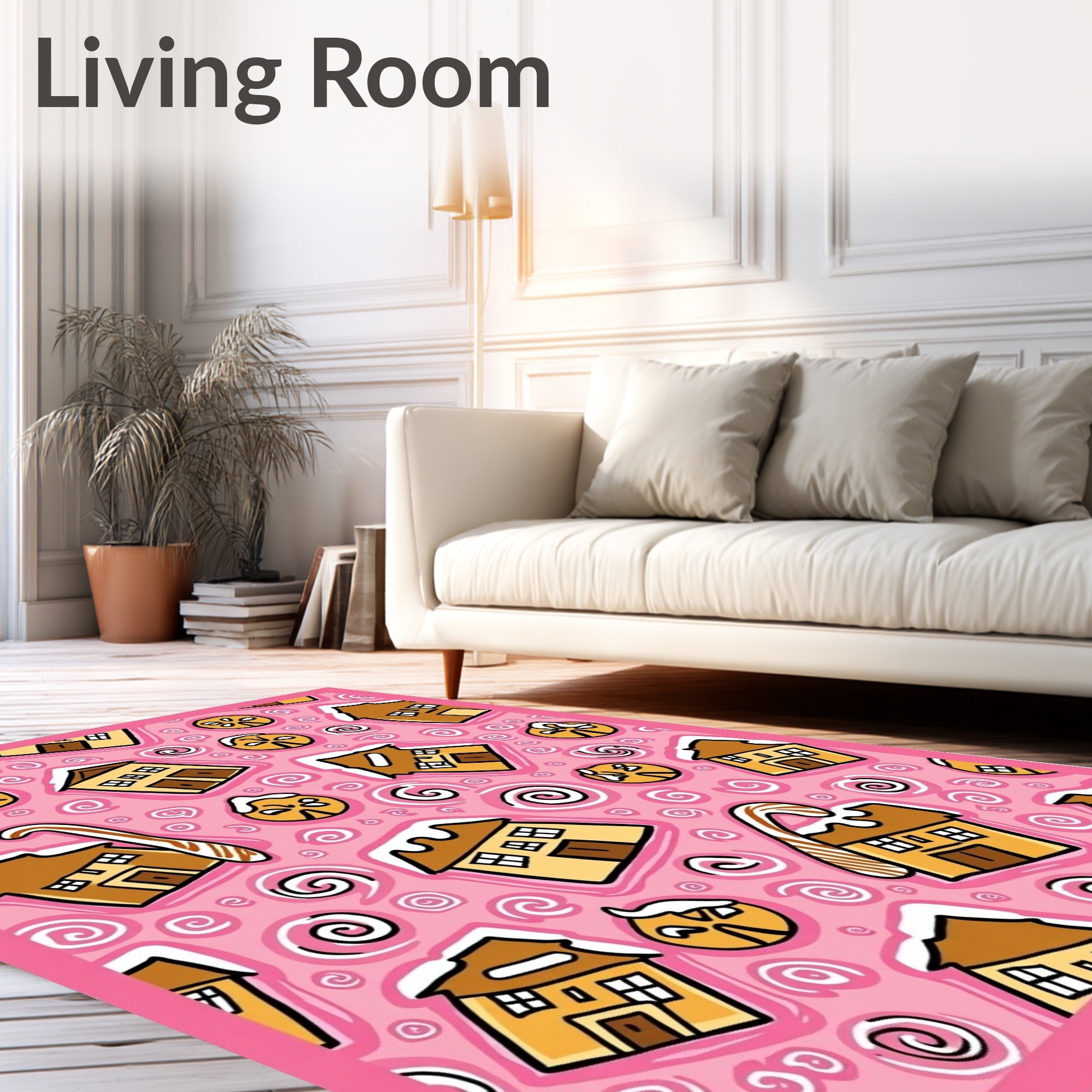 Sweet Gingerbread House Swirl Collection Rug