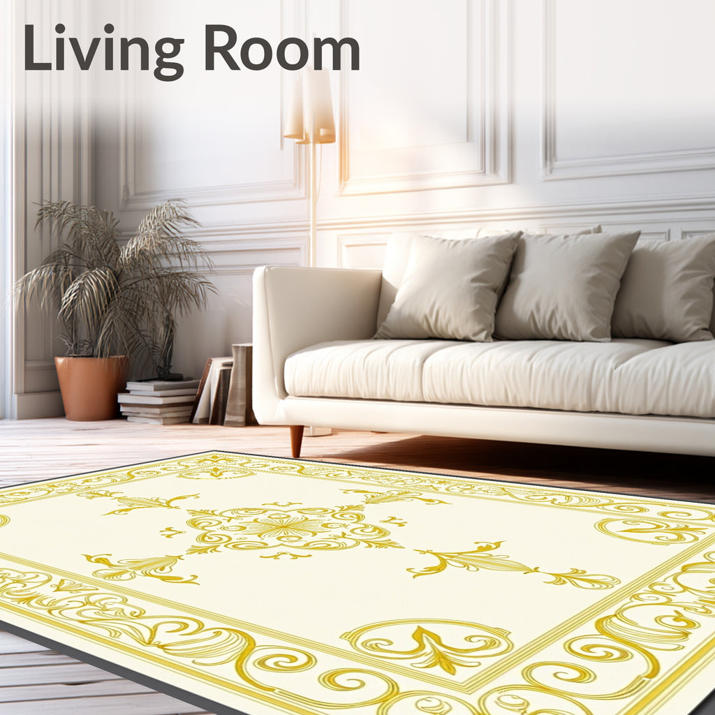 Golden Filigree Floral Medallion Rug