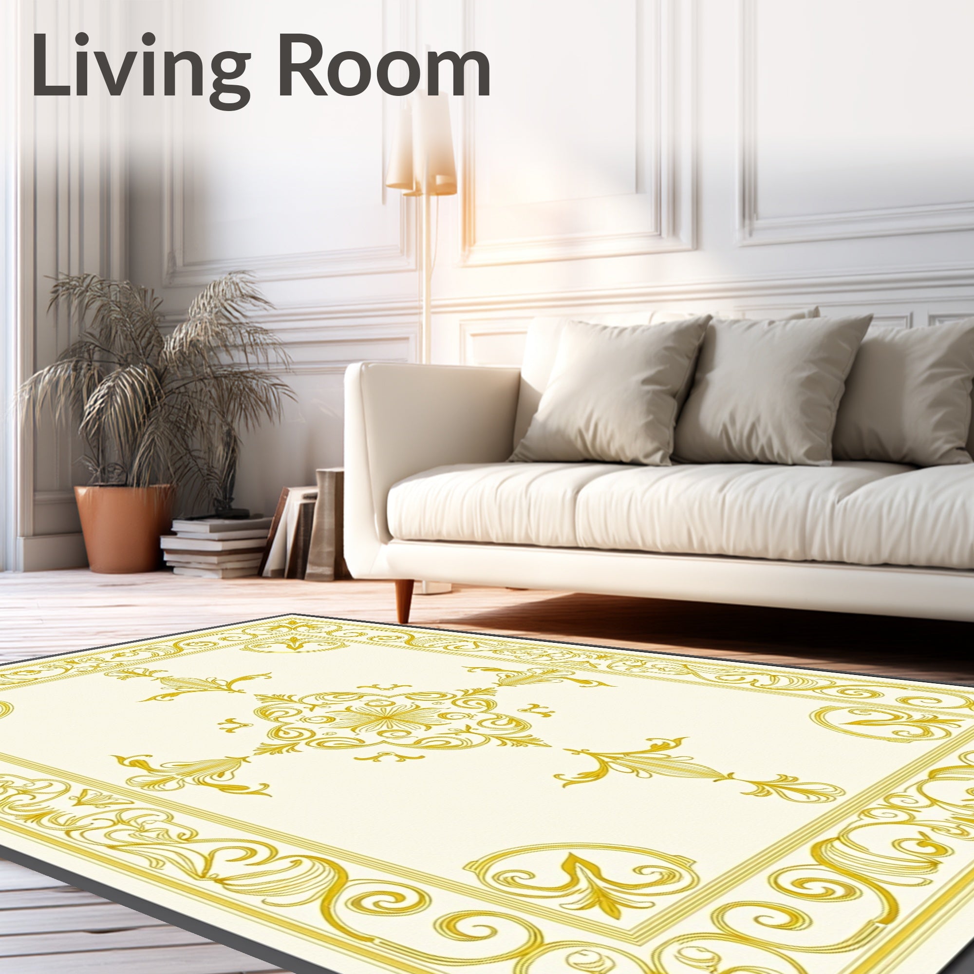 Golden Filigree Floral Medallion Rug
