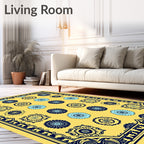 Golden Yellow Floral Medallion Rug