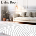 Black White Abstract Linear Weave Rug