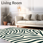 Cream Black Abstract Swirl Organic Rug