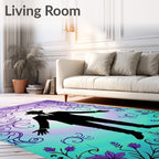 Purple Floral Silhouette Suit Rug
