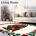 Cozy Red Cabin Christmas Border Rug