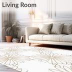 Minimalist Beige Floral Outline Rug