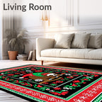 Festive Sloth Christmas Folk Art Rug
