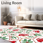Red Vintage Car Holly Berry Patchwork Rug