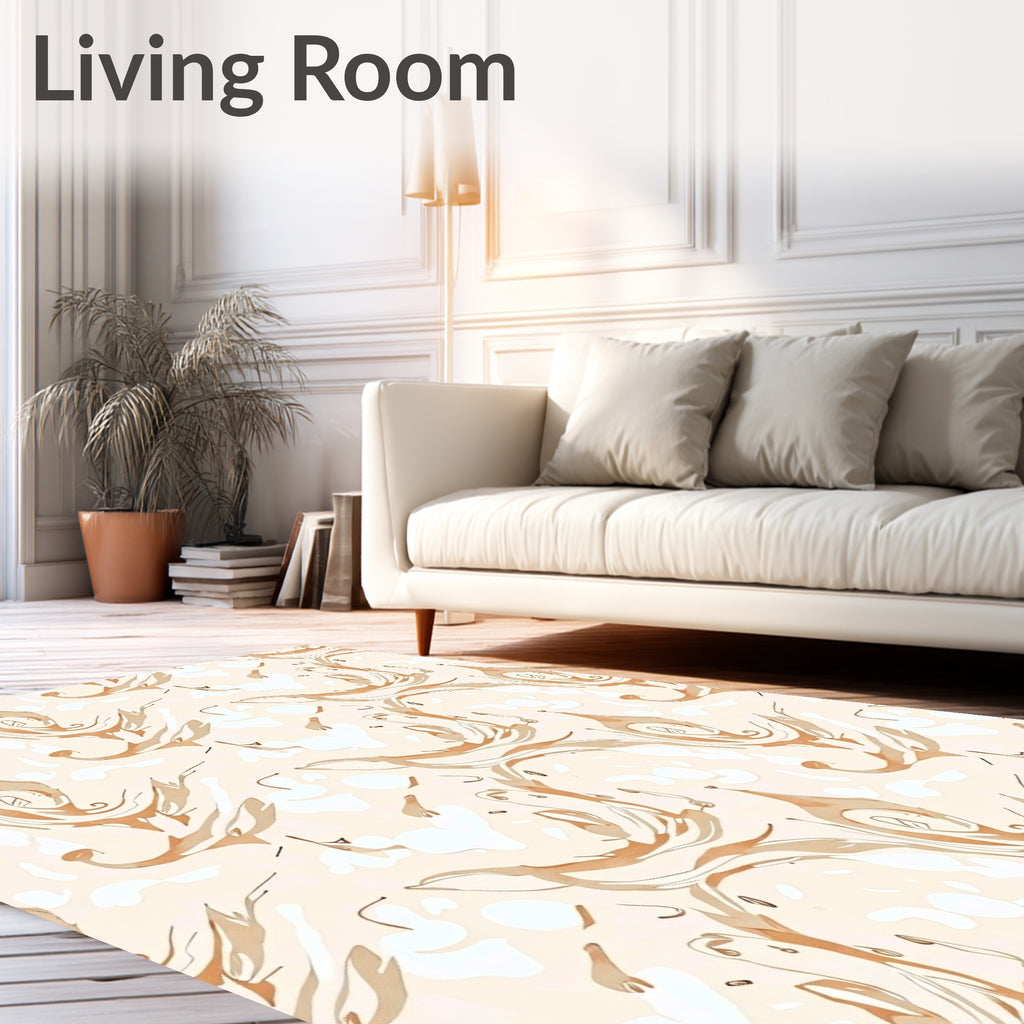 Whimsical Caramel Swirl Abstract Rug