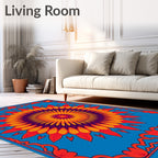 Vivid Crimson Sunburst Medallion Rug