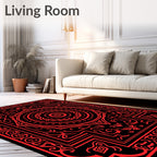 Crimson Medieval Mandala Frame Rug