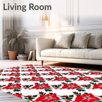 Bold Red Floral Botanical Garden Rug